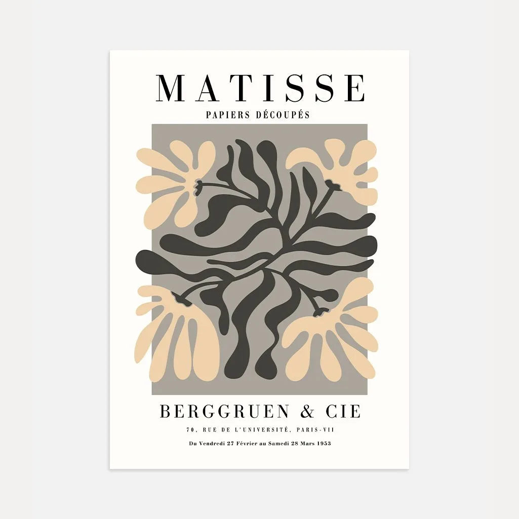 Póster Matisse Hojas Beige Gris