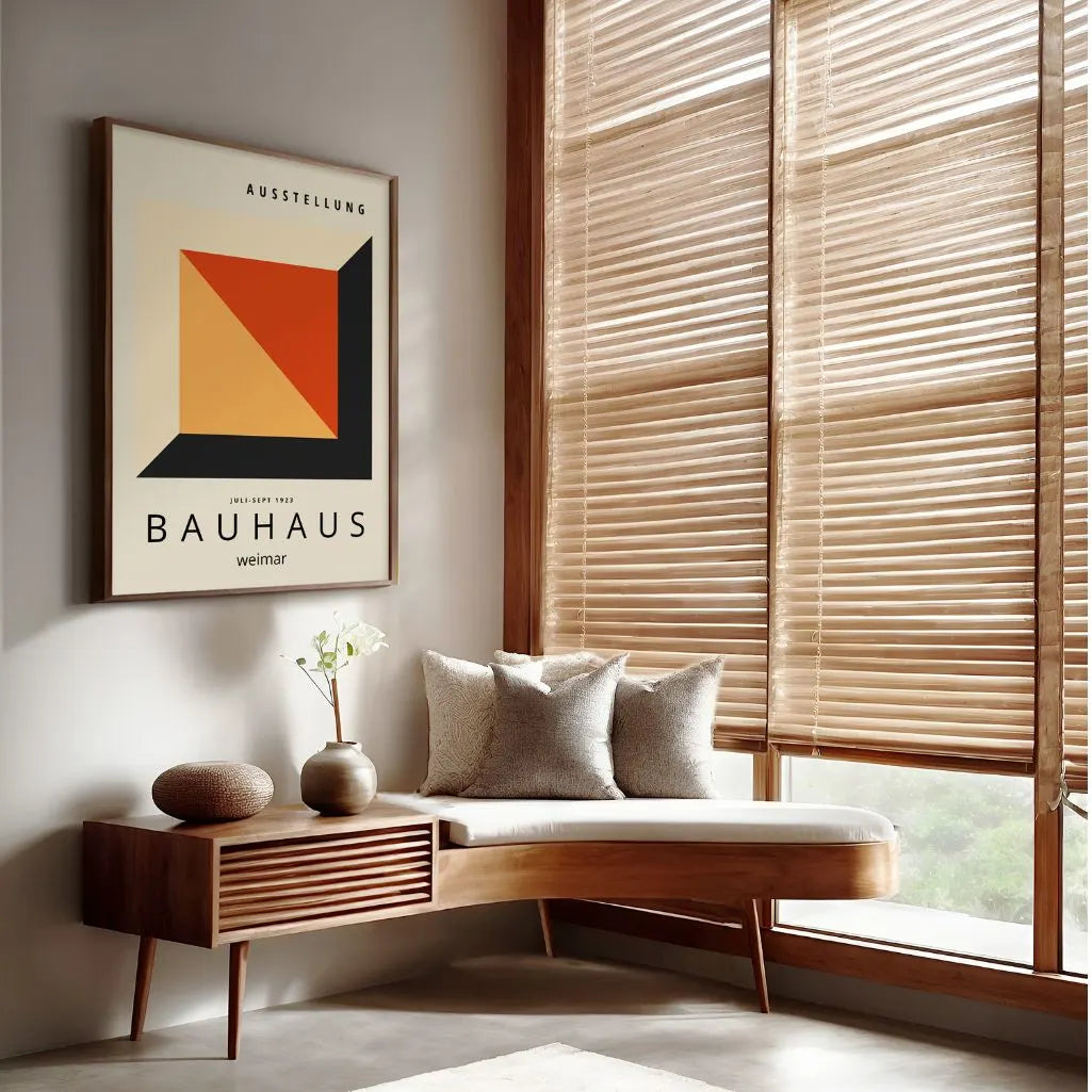 Póster Bauhaus Cubo Rojo Naranja