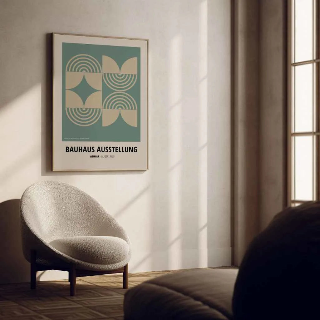 Póster Bauhaus Simetría Verde Beige