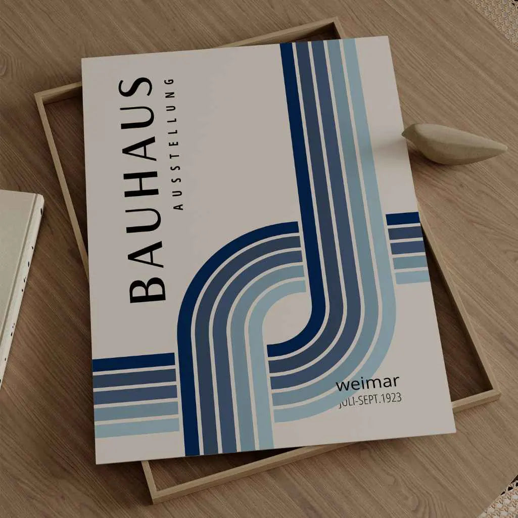Bauhaus Degradado Azul Póster