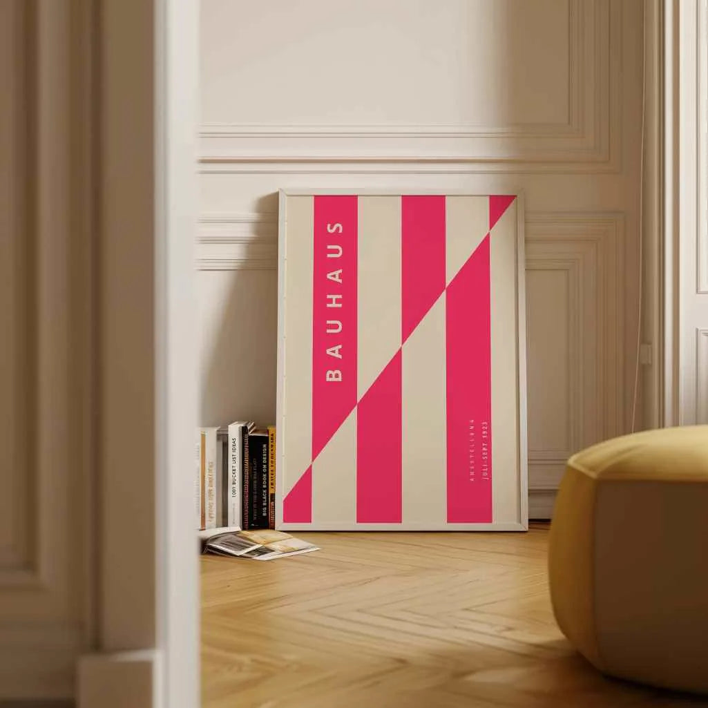 Bauhaus Estructura De Líneas Rosas Póster