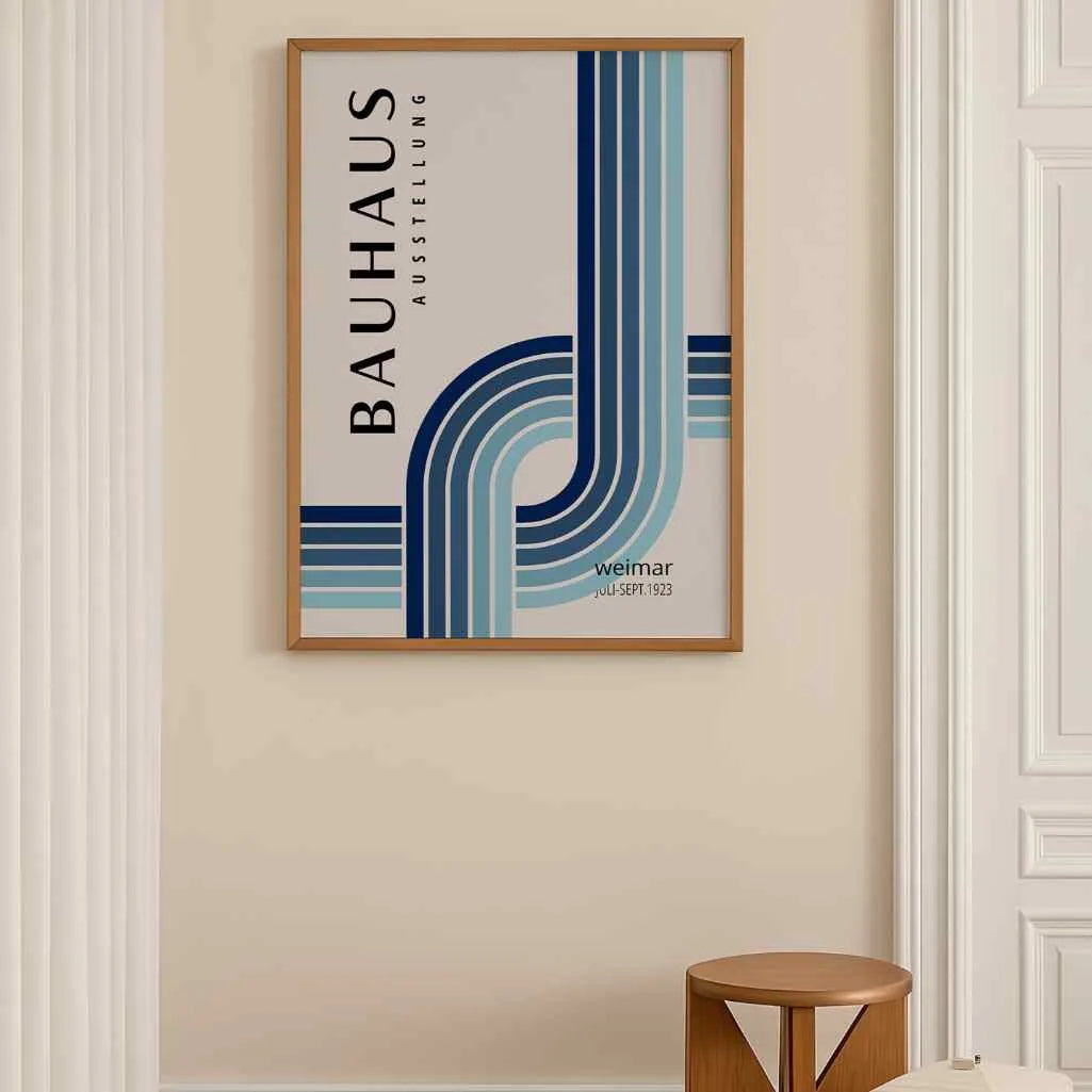 Bauhaus Degradado Azul Póster