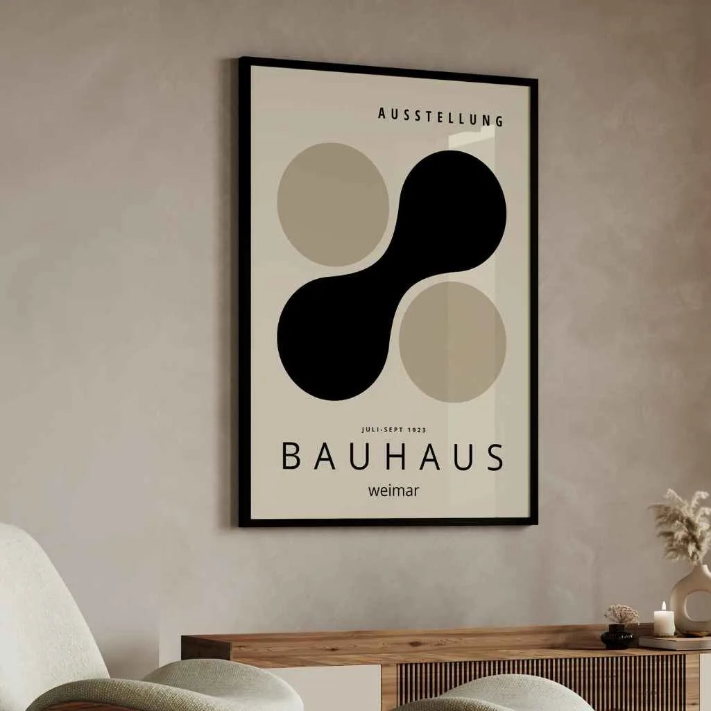 Bauhaus Formas Negro Beige Póster