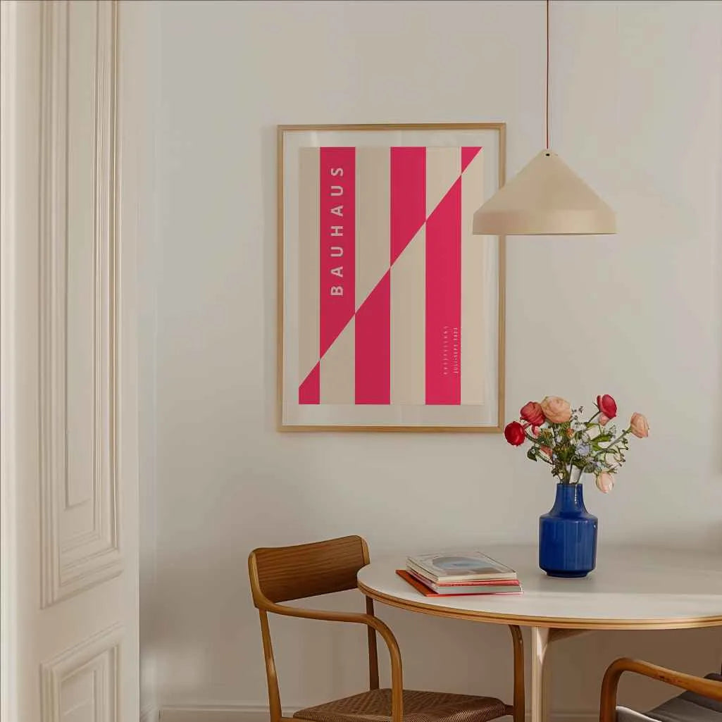 Bauhaus Estructura De Líneas Rosas Póster