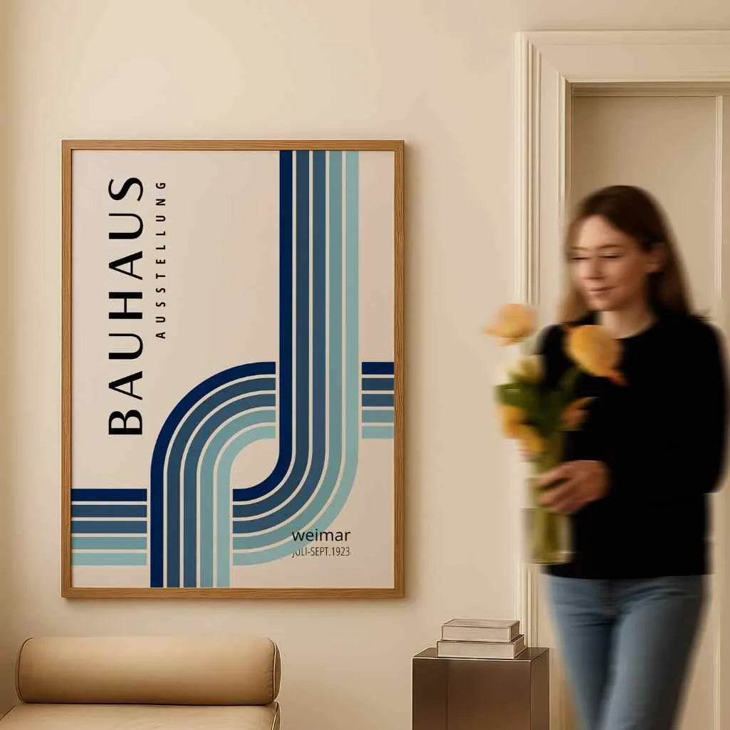 Bauhaus Degradado Azul Póster