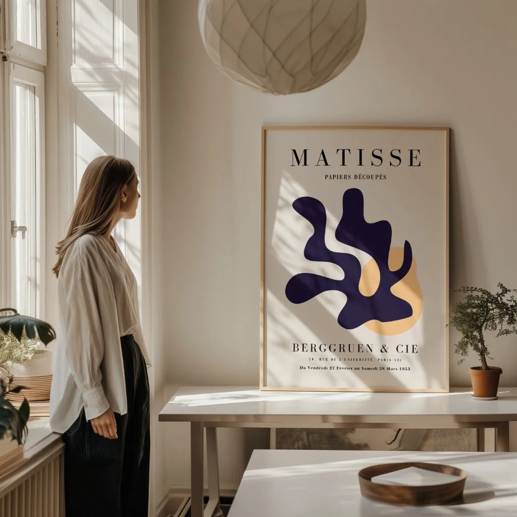 Henri Matisse Forma Abstracta Azul Marino Póster