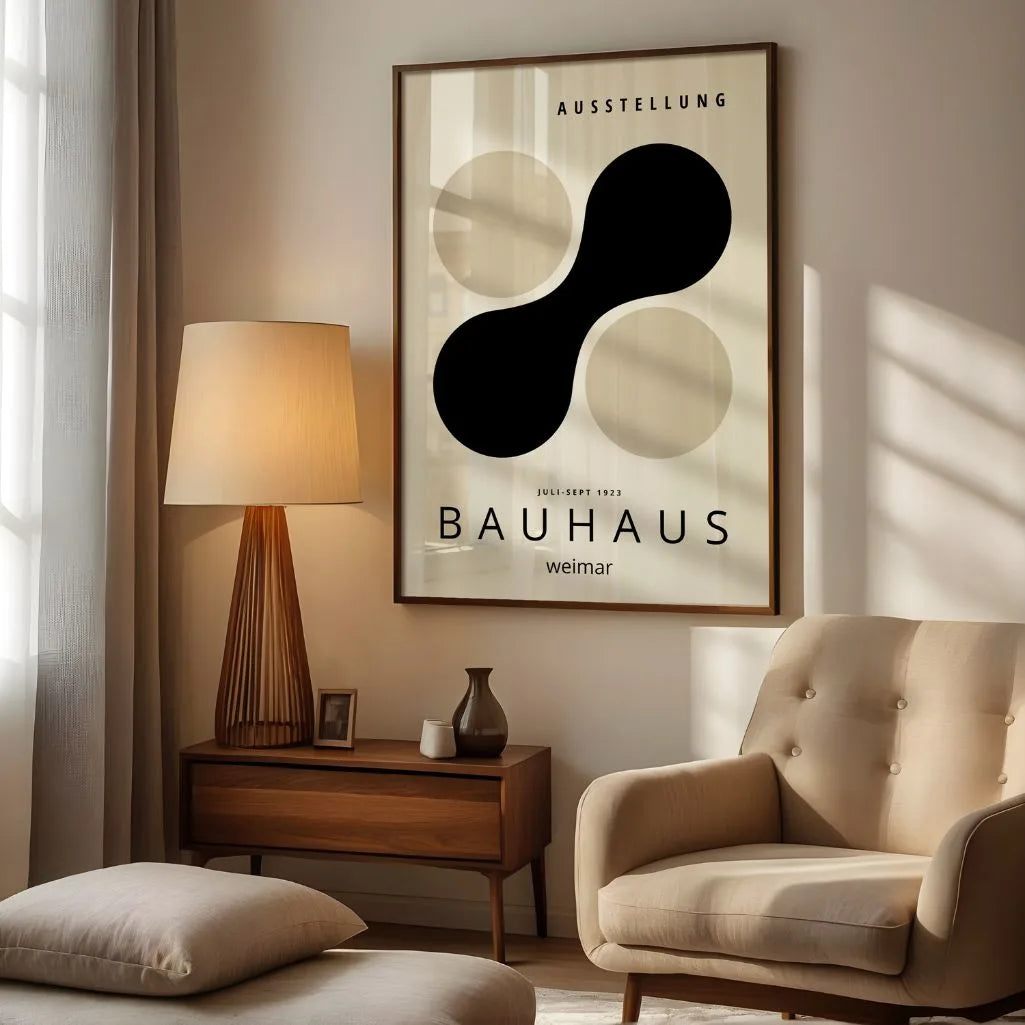 Bauhaus Formas Negro Beige Póster