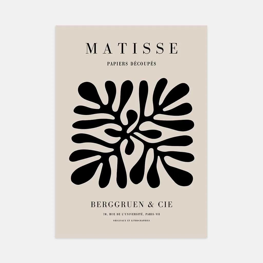 Henri Matisse – Póster Minimalista Beige y Negro