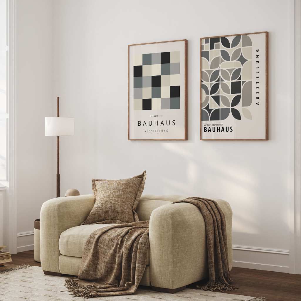 Bauhaus Gris Beige – Set de 2 pósteres