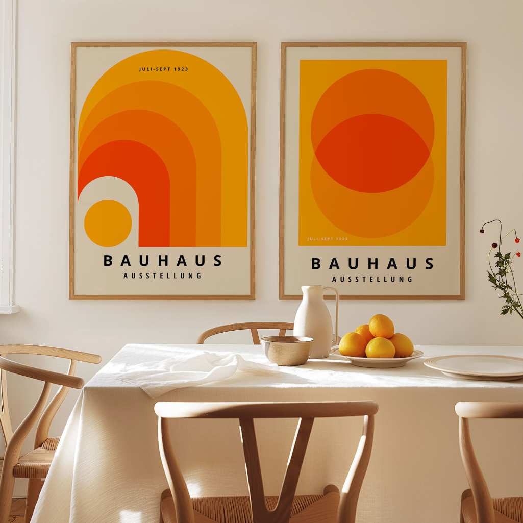 Bauhaus Naranja Geometría – Set de 2 pósteres