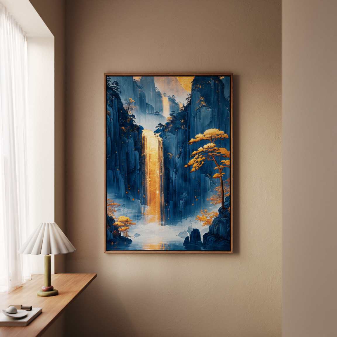 Lienzo enmarcado - Cascada dorada