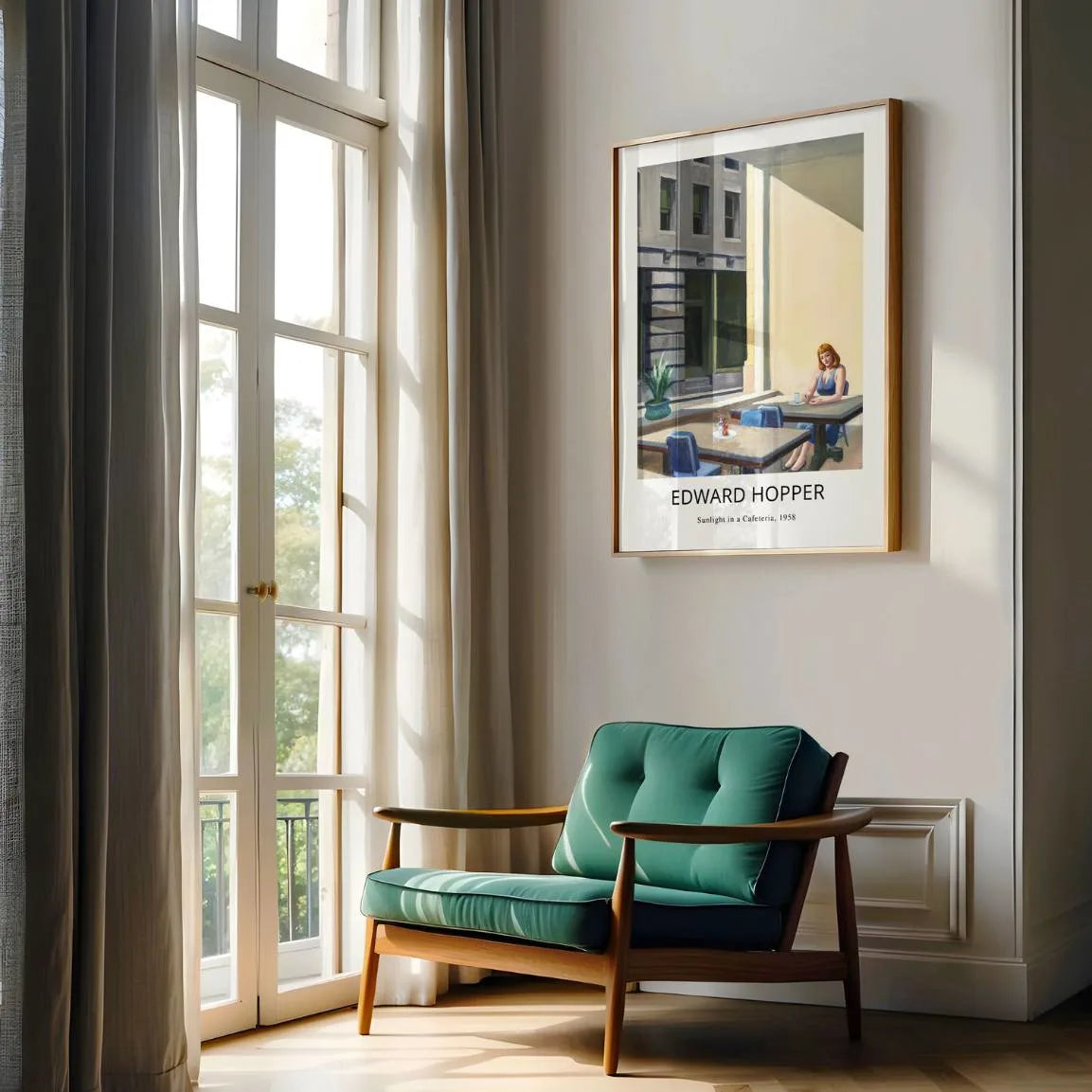 Póster Edward Hopper – Luz del sol en una cafetería