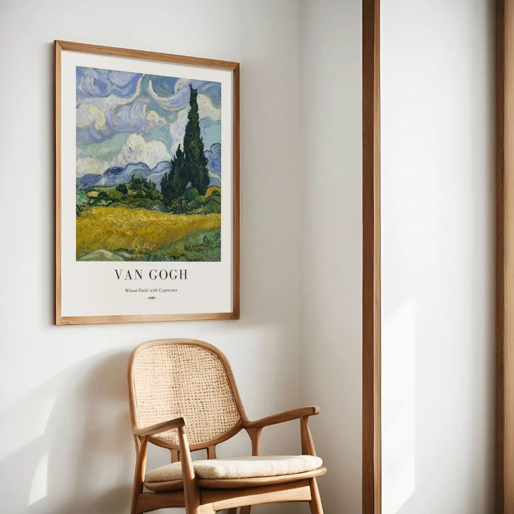 Póster Vincent van Gogh – Campo de trigo con cipreses