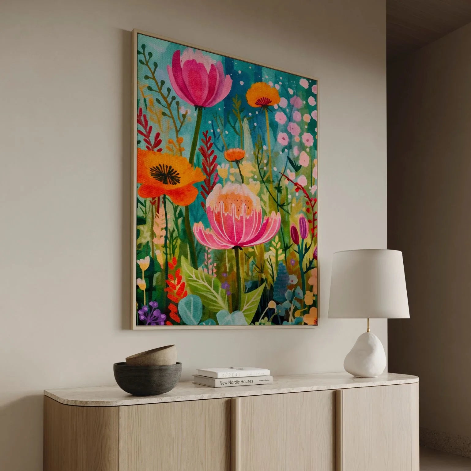 Lienzo enmarcado – Danza floral