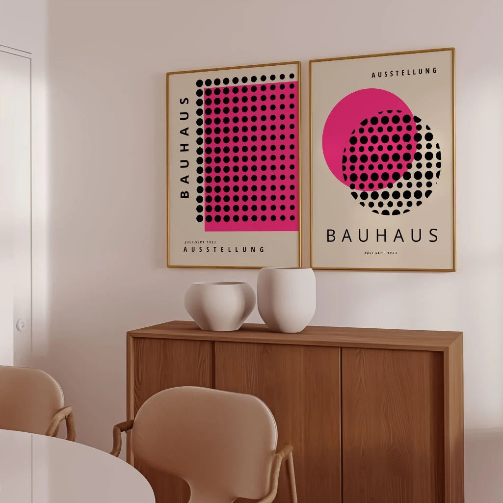 Dúo Bauhaus Rosa Negro – Set de 2 pósteres