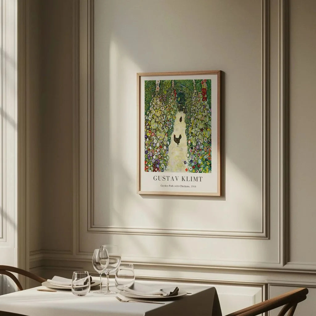 Gustav Klimt – Sendero de jardín con gallinas Póster