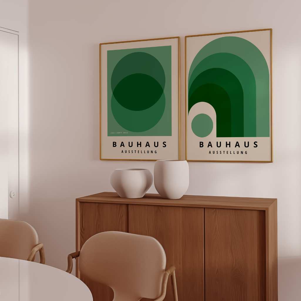 Bauhaus Verde Armonía – Set de 2 pósteres