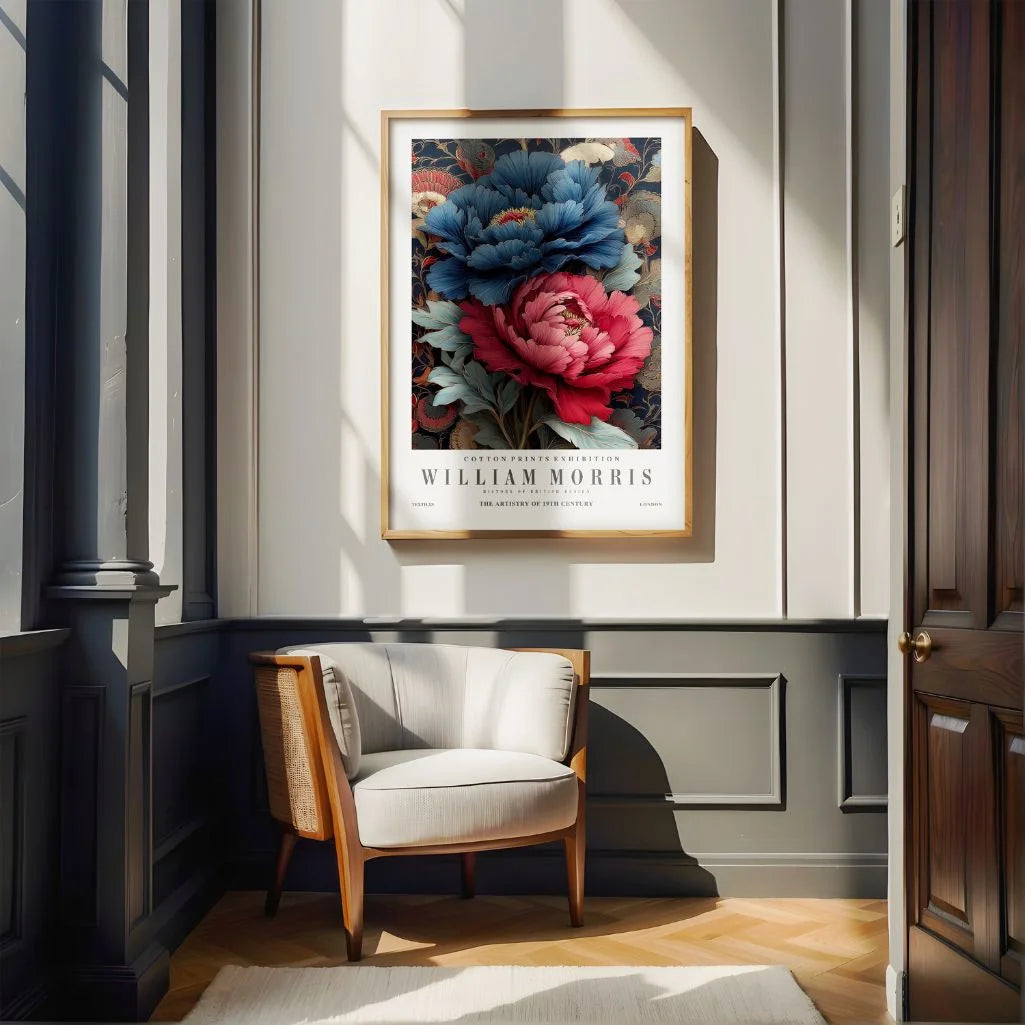 Póster – Flores Azul Marino y Rojas