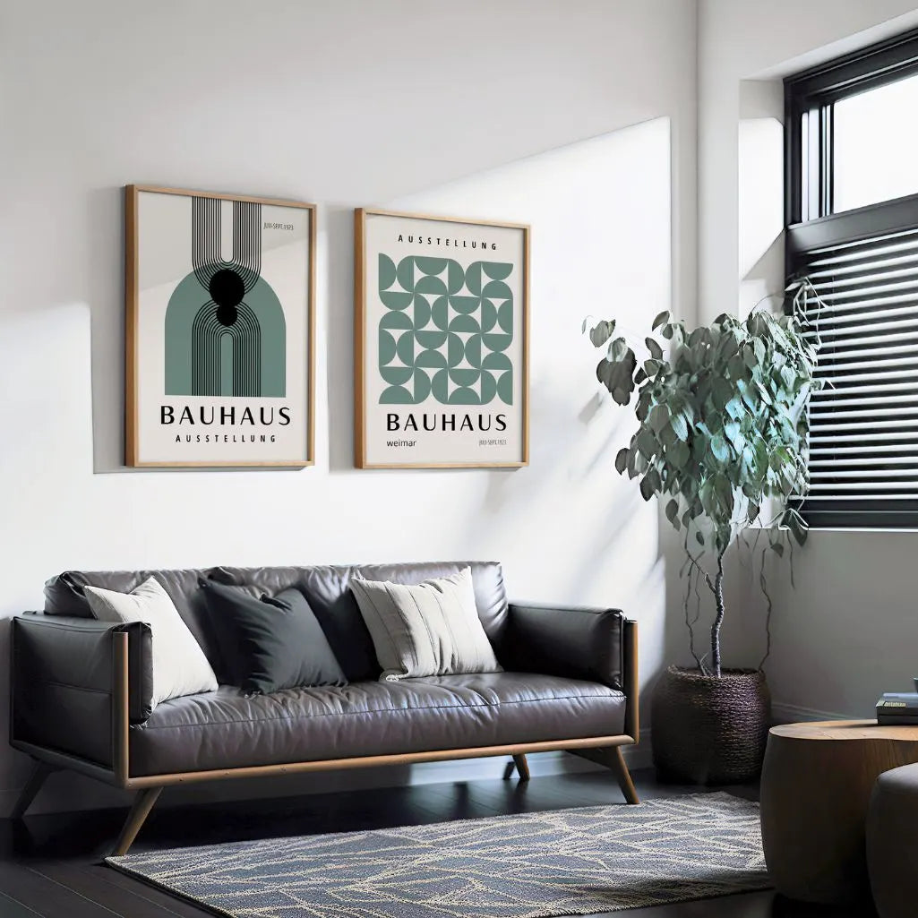 Bauhaus abstractas Verde – Set de 2 pósteres