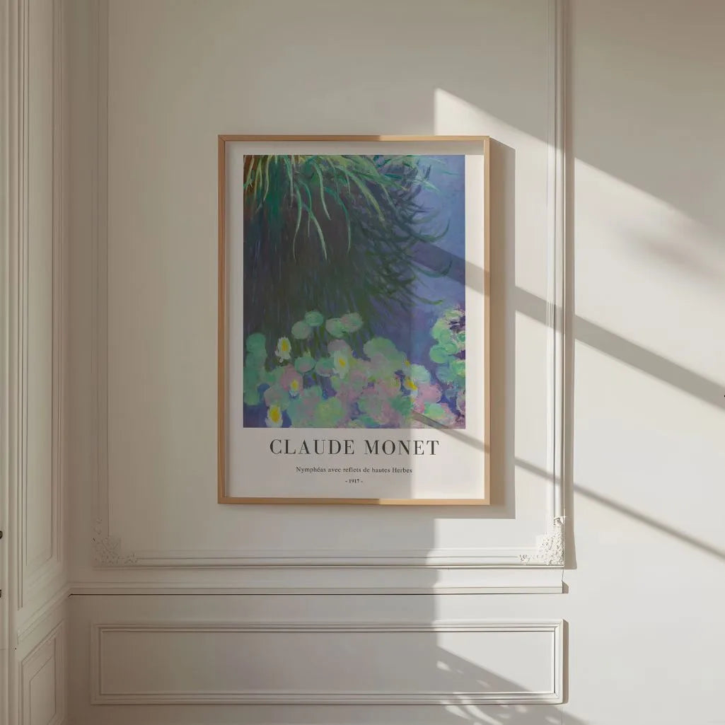 Claude Monet – Nenúfares con reflejos de hierbas altas Póster