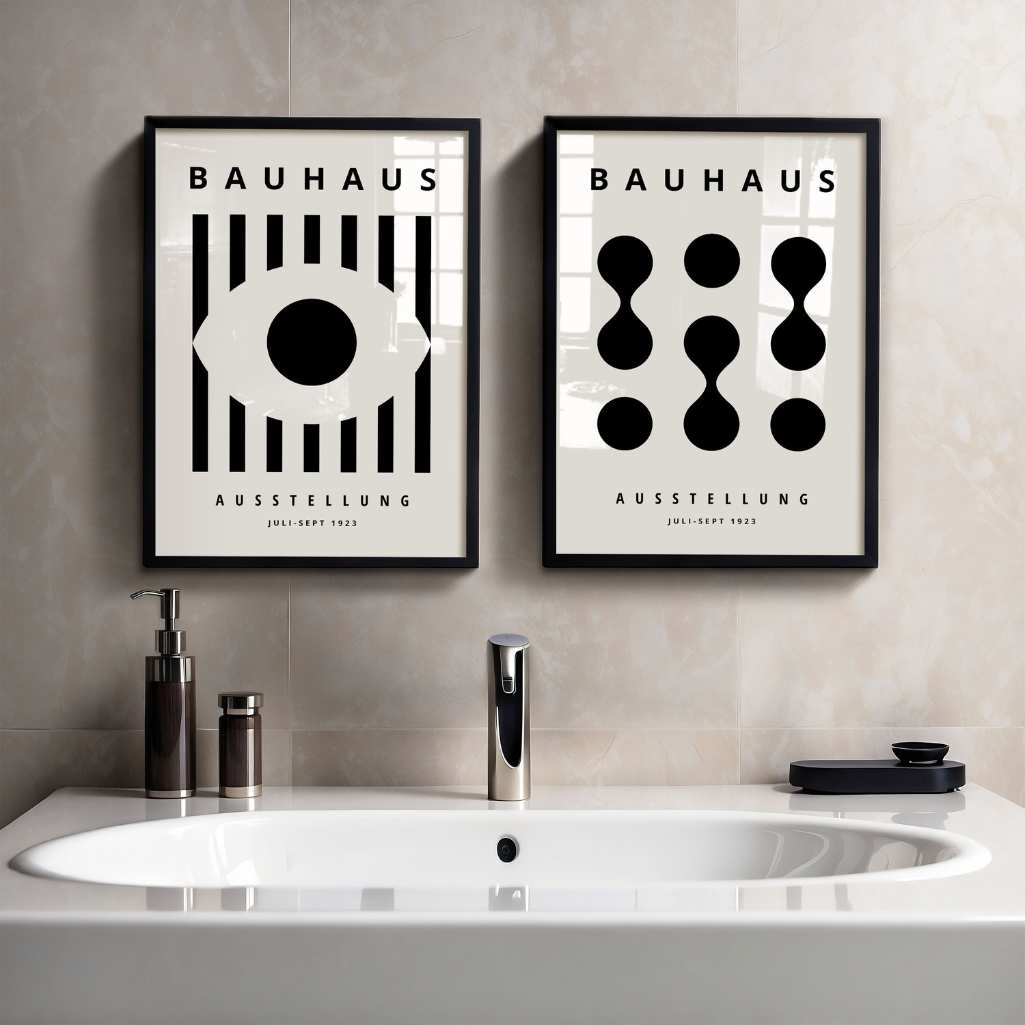 Bauhaus Negro Beige Contraste – Set de 2 pósteres