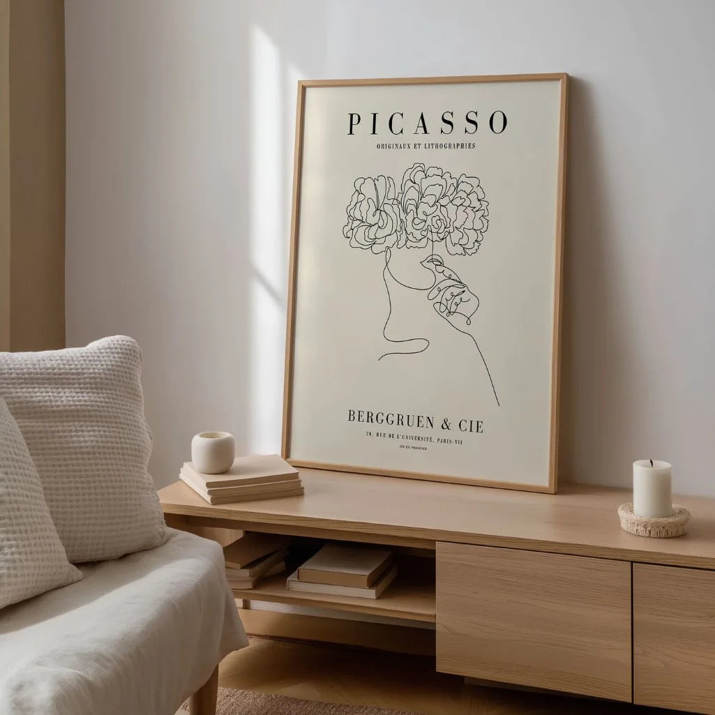 Póster inspirado en Pablo Picasso – Flores lineales