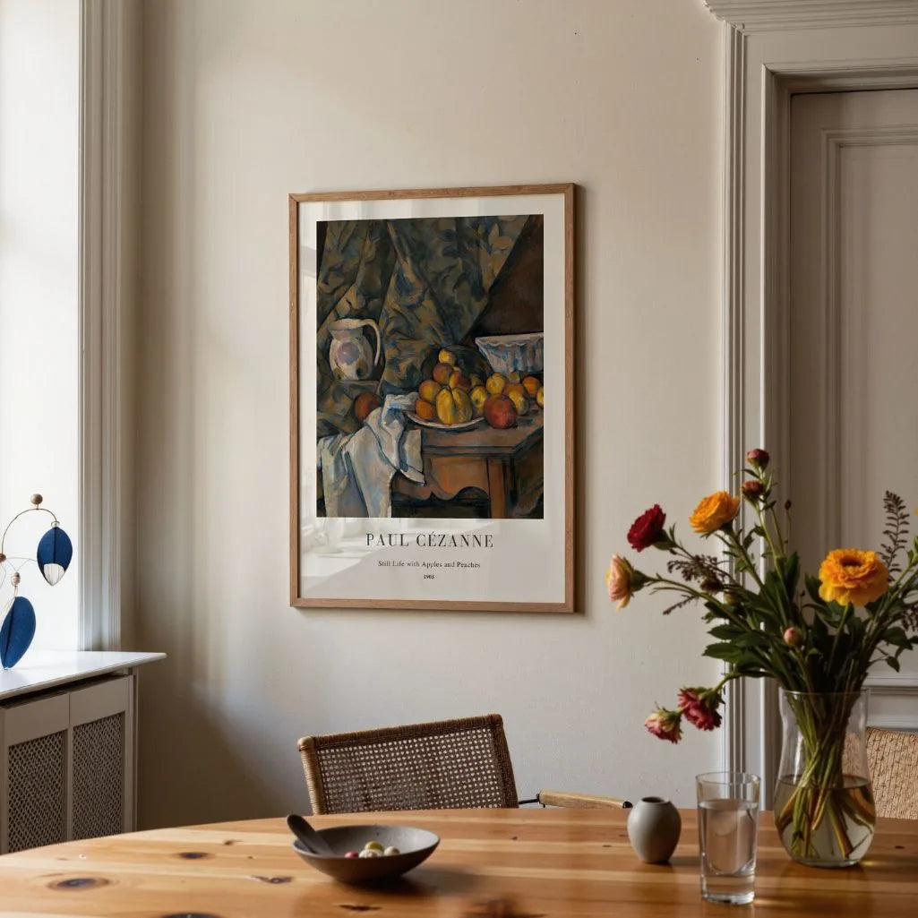 Paul Cézanne – Naturaleza muerta con manzanas y melocotones Póster