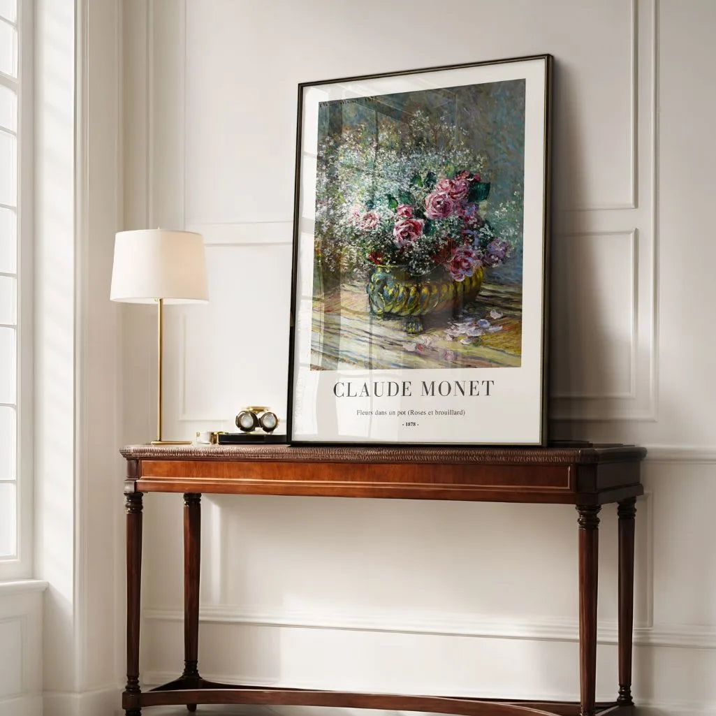 Claude Monet – Rosas en un jarrón Póster