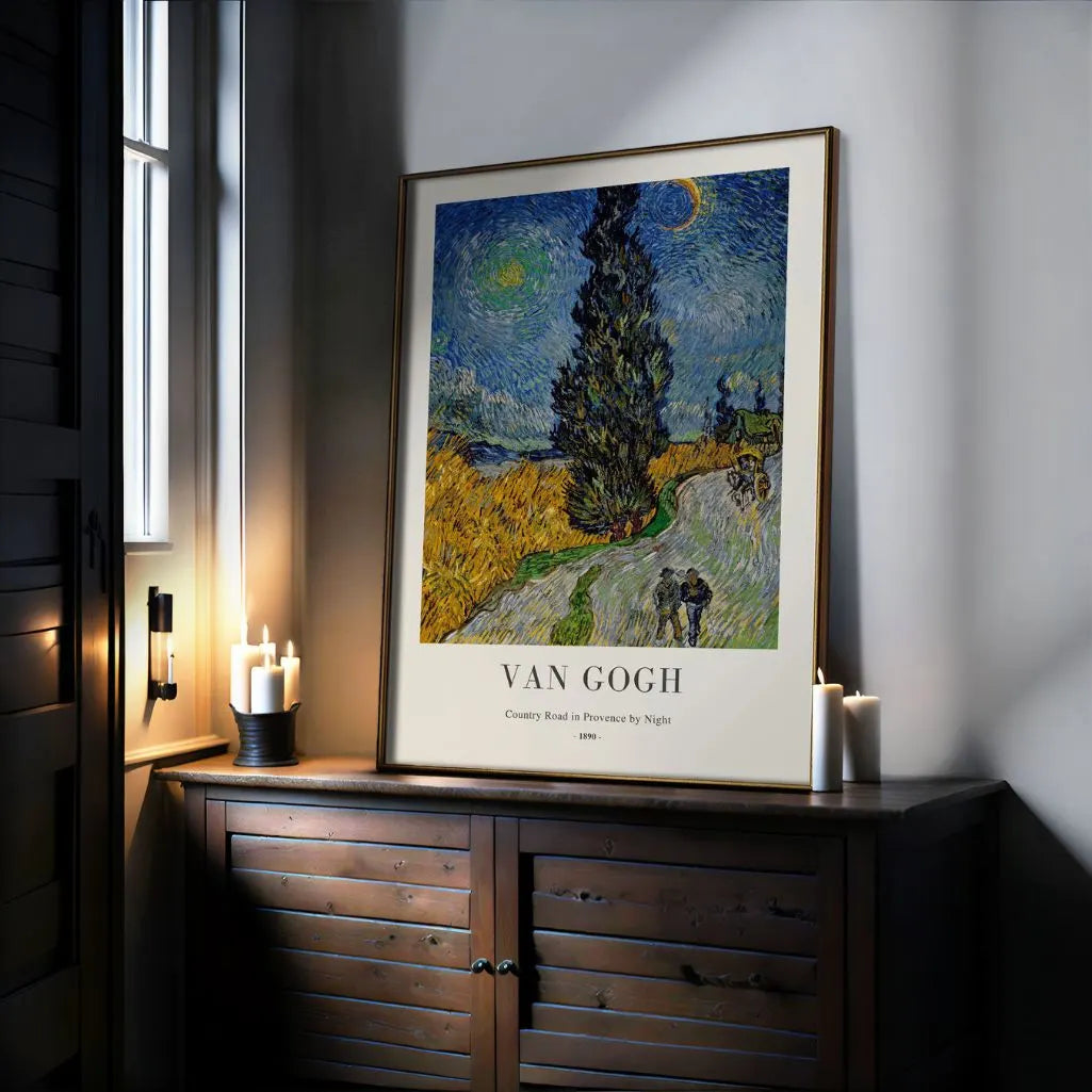 Póster Vincent van Gogh – Camino rural en Provenza de noche