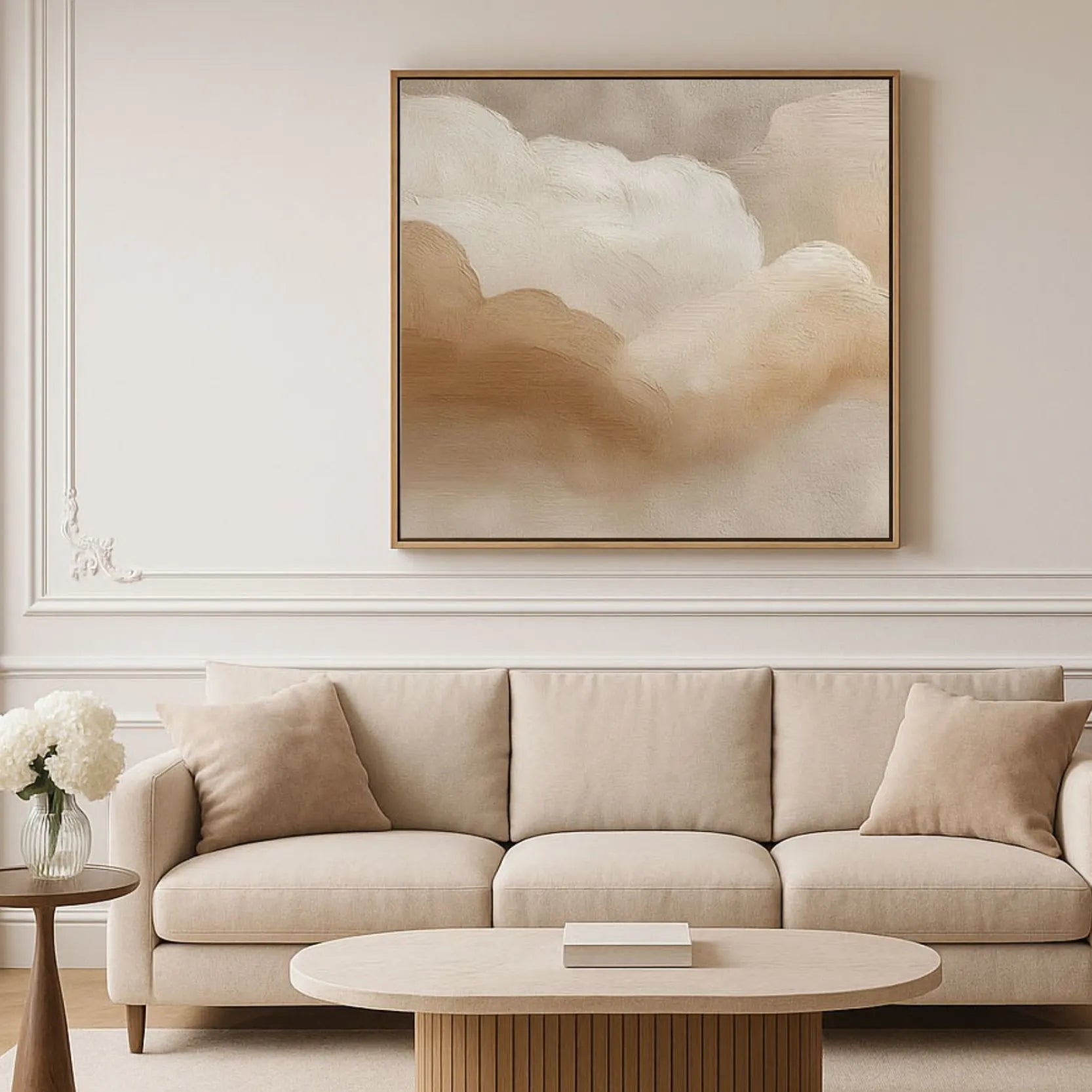 Lienzo enmarcado – Nubes beige