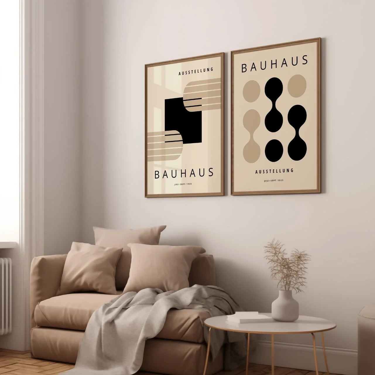 Bauhaus Geometría Beige – Set de 2 pósteres