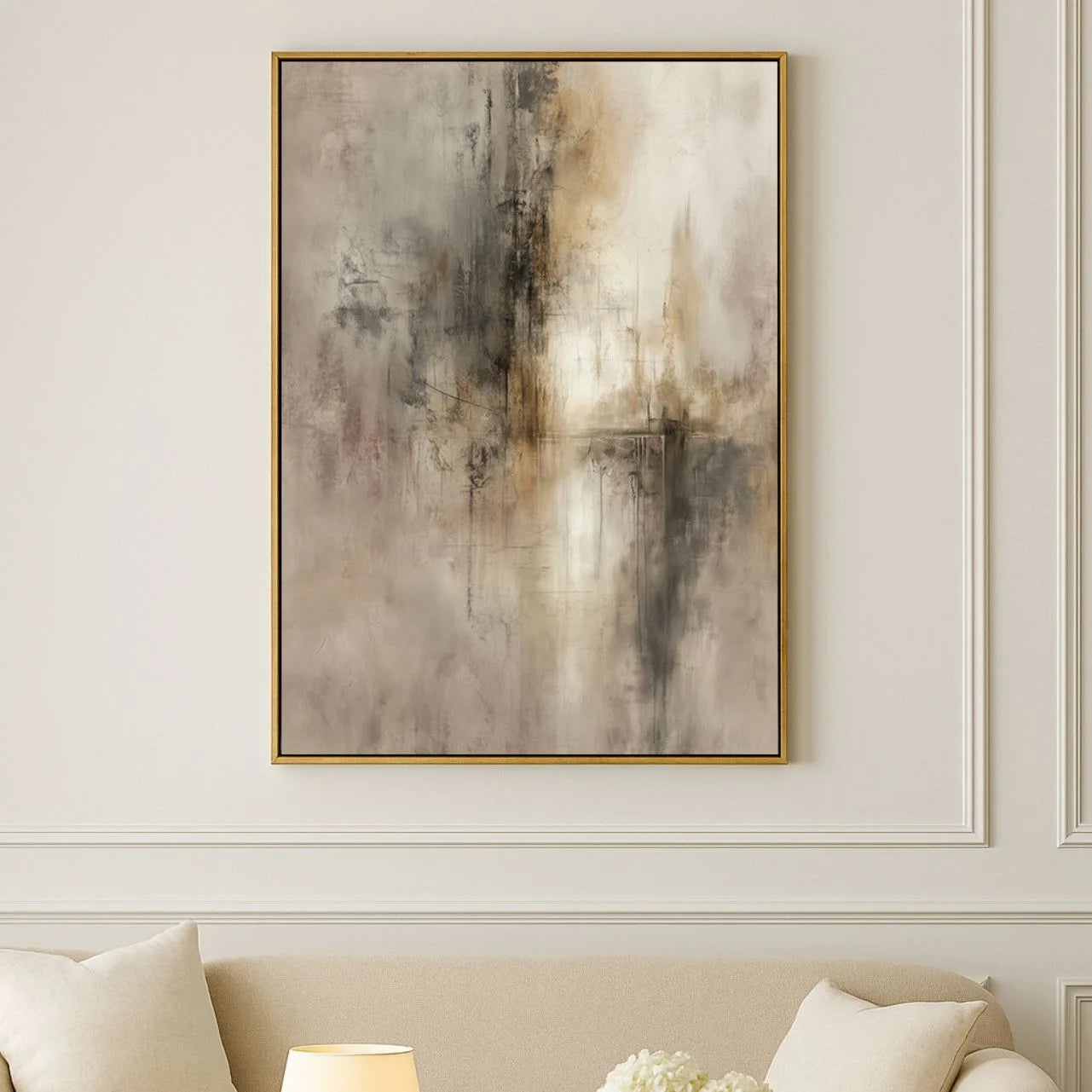 Lienzo enmarcado Beige Materia