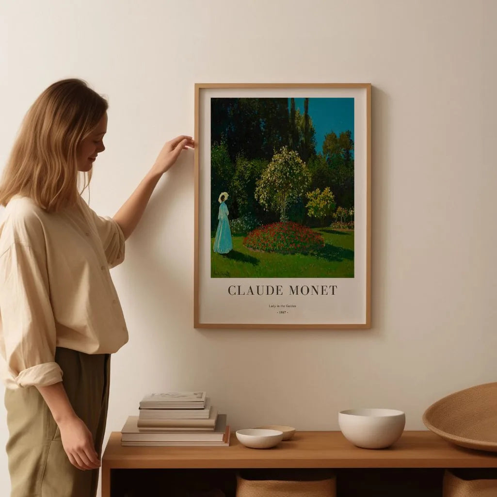 Claude Monet – Dama en el jardín Póster