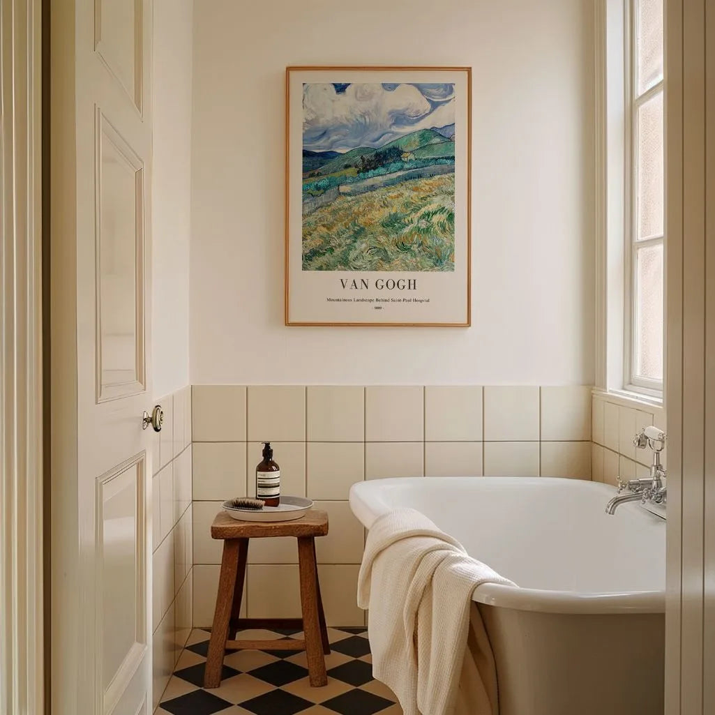 Póster Vincent van Gogh – Paisaje montañoso detrás del hospital Saint-Paul