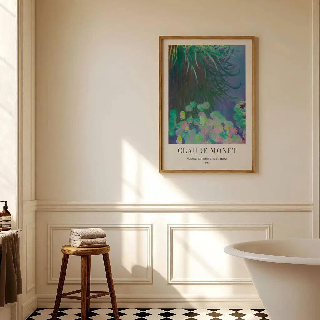 Claude Monet – Nenúfares con reflejos de hierbas altas Póster