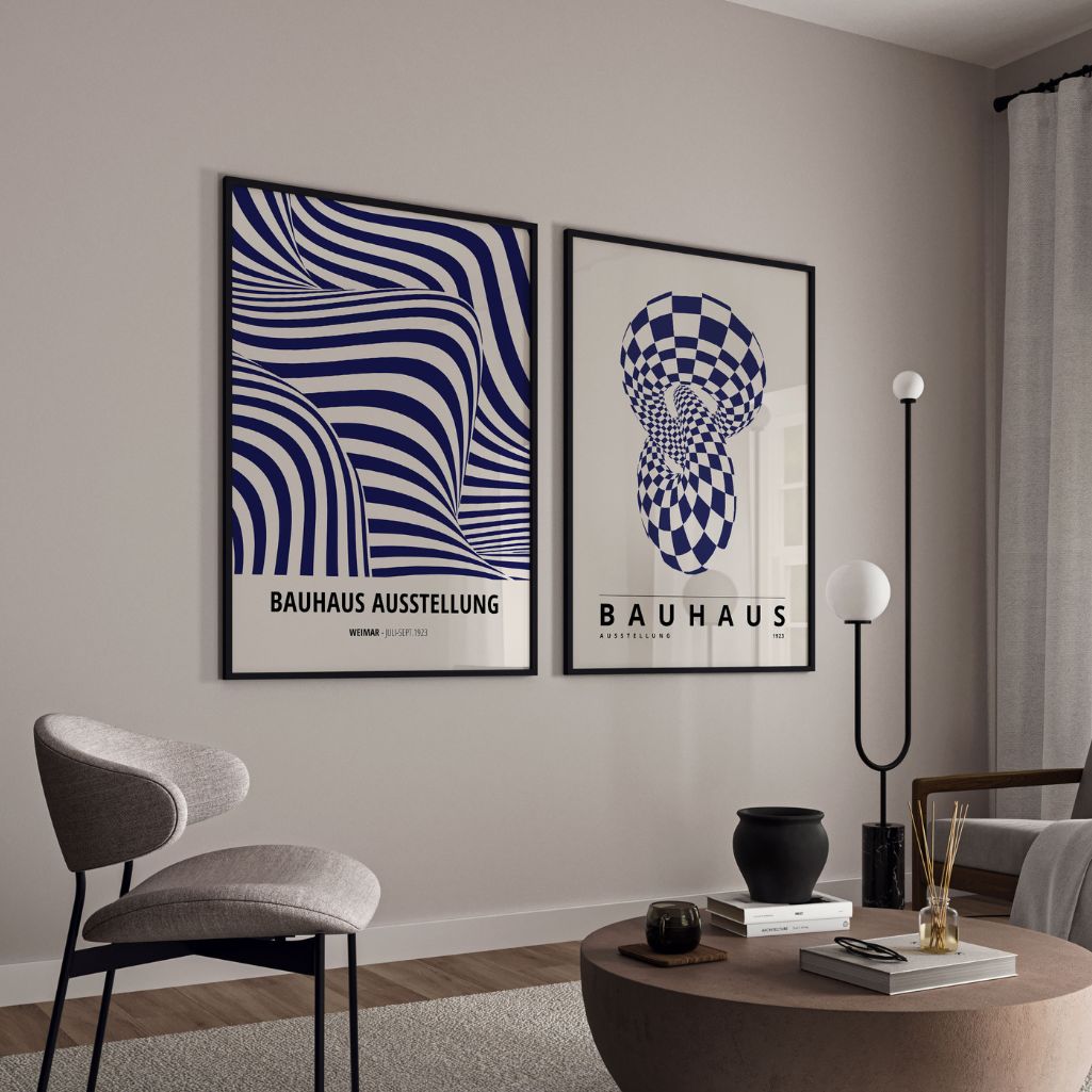 Bauhaus Ilusión Azul Marino – Set De 2 Pósteres