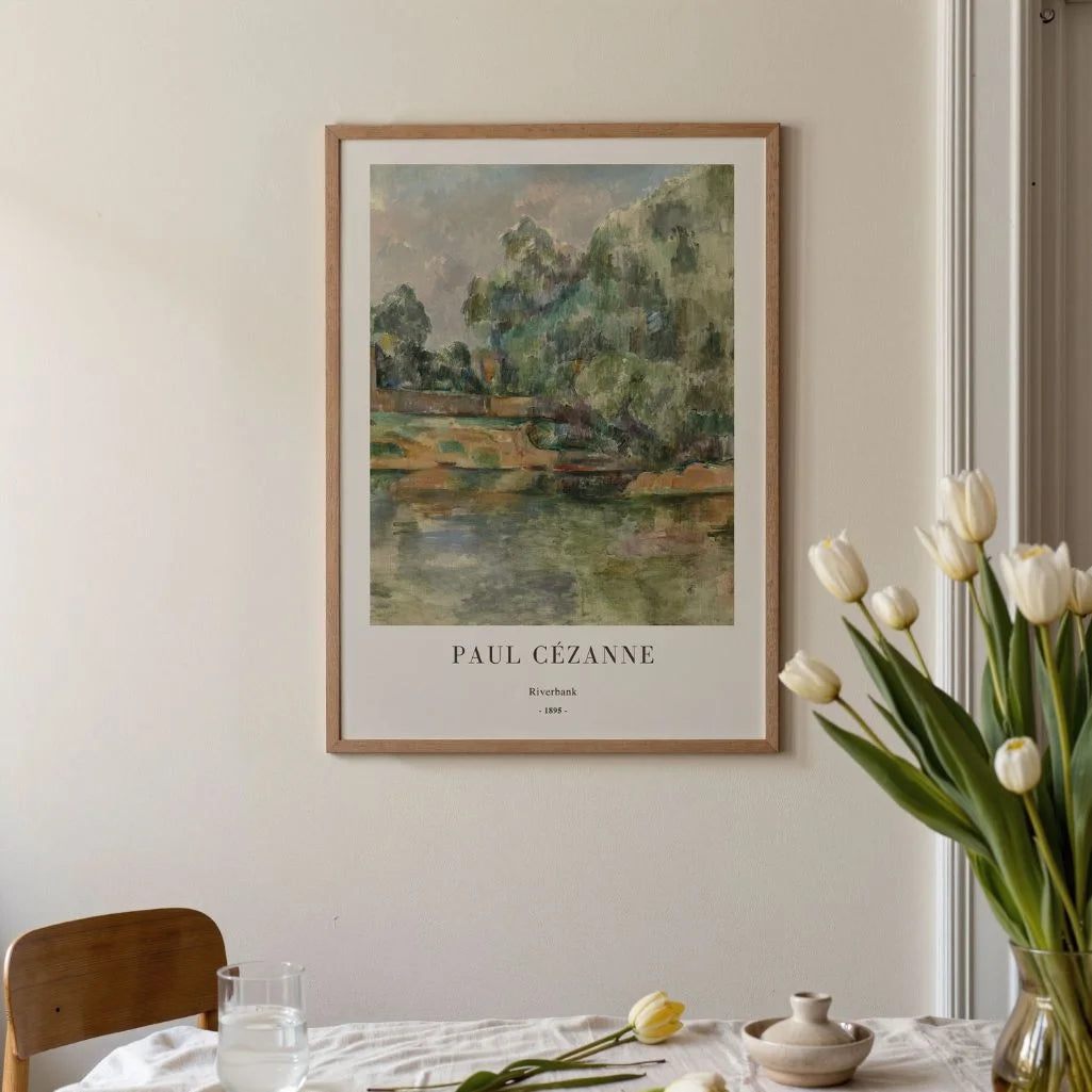Paul Cézanne – Paisaje de ribera formato vertical Póster