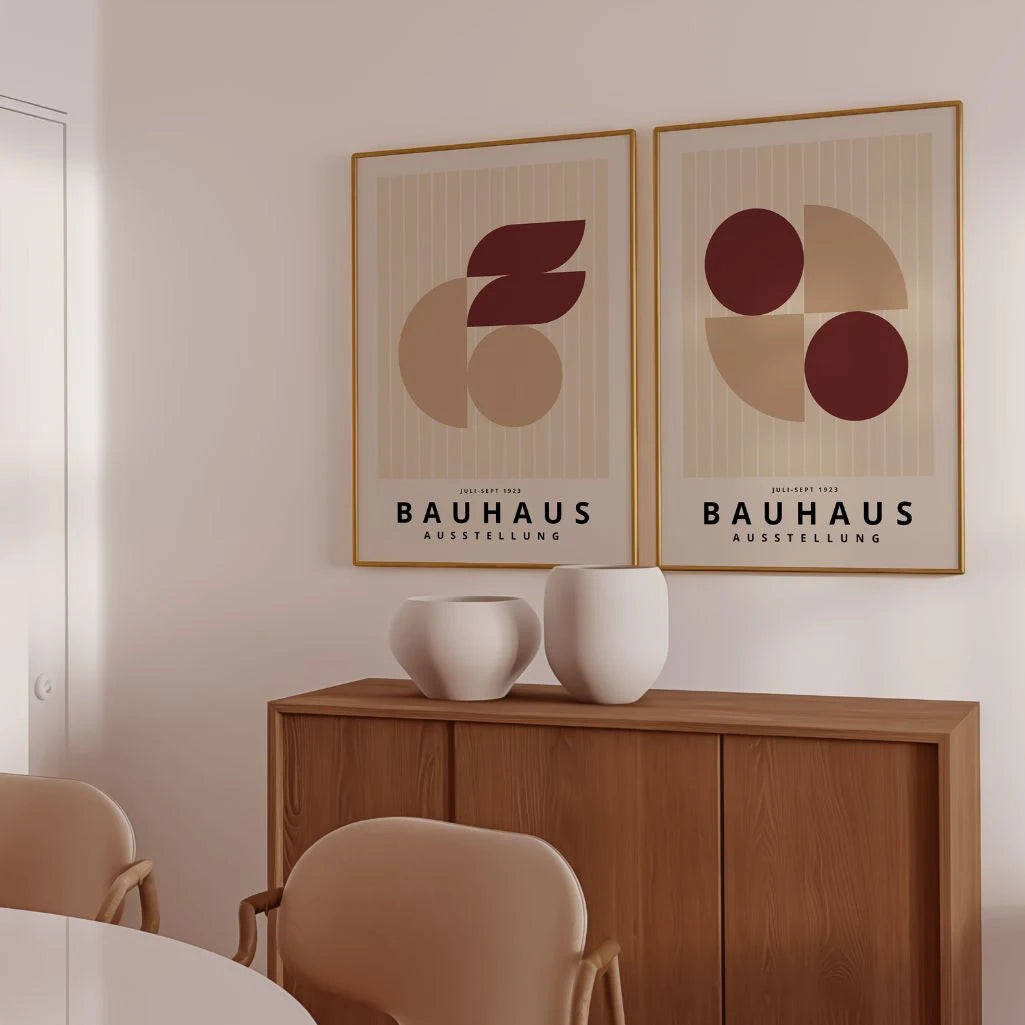 Bauhaus Borgoña Beige – Set de 2 pósteres