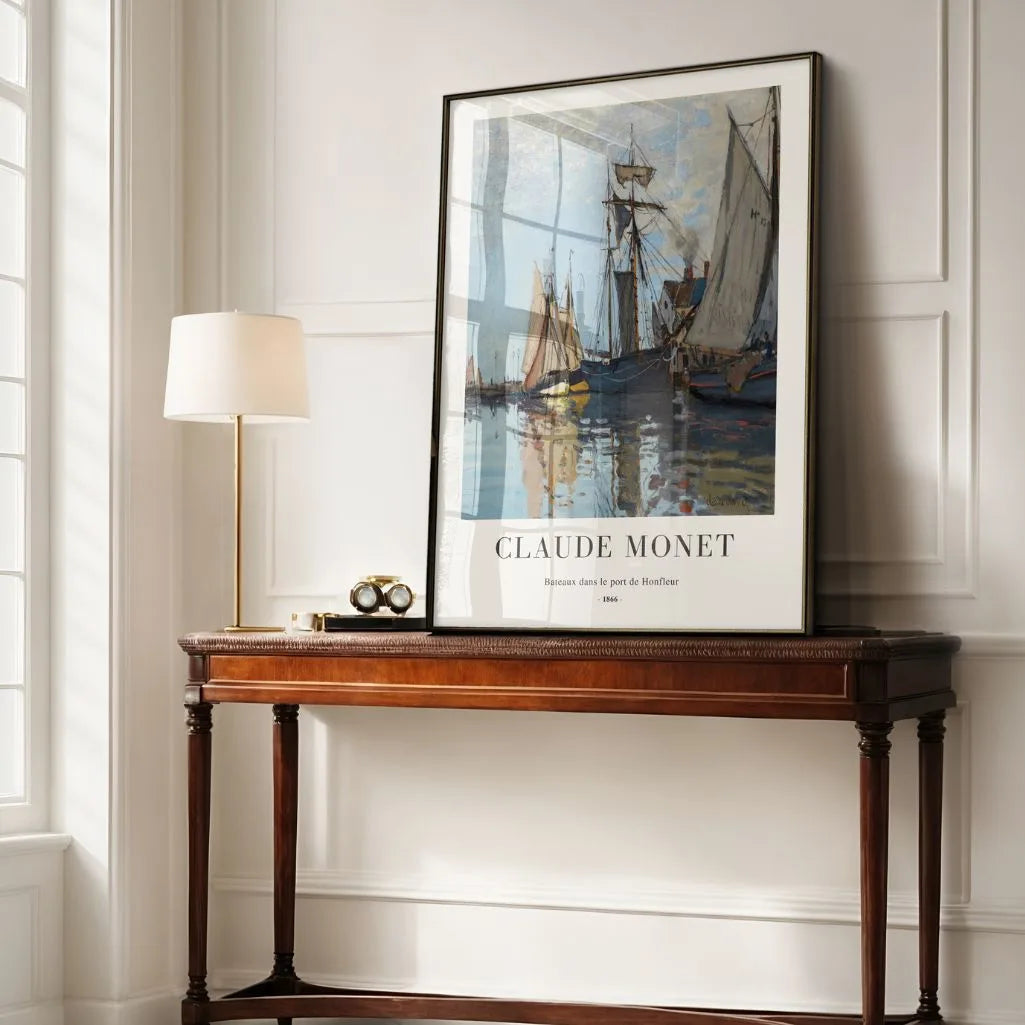 Claude Monet – Barcos en el puerto de Honfleur Póster