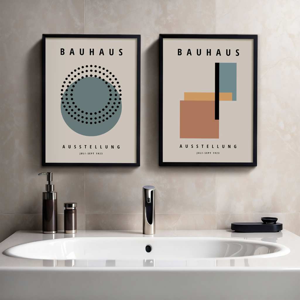 Bauhaus Verde Terracota Equilibrio – Set de 2 pósteres