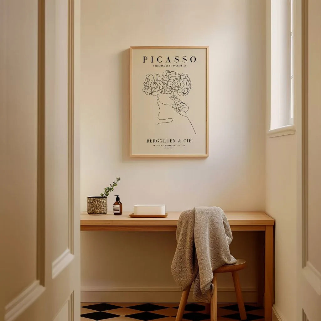Póster inspirado en Pablo Picasso – Flores lineales