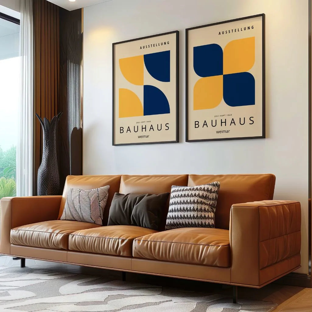 Bauhaus Azul Marino Amarillo – Set de 2 pósteres