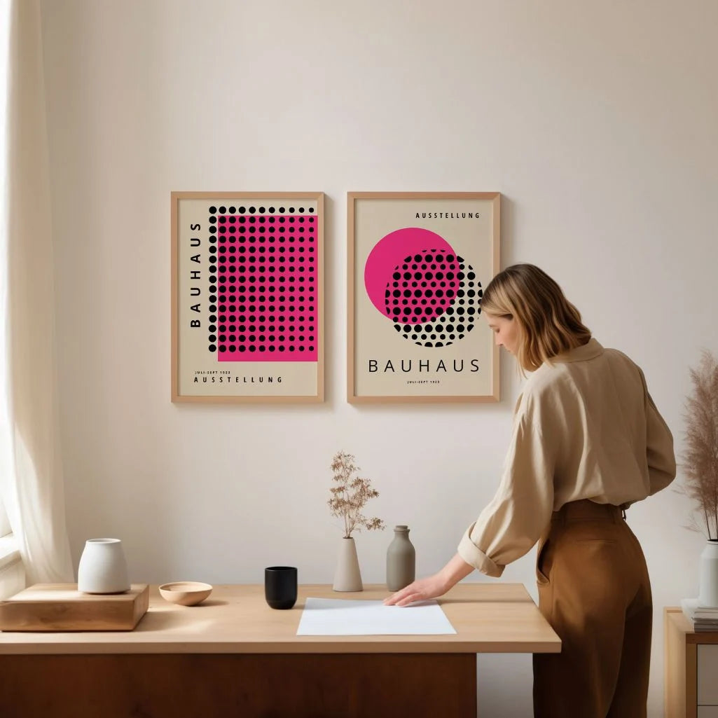 Dúo Bauhaus Rosa Negro – Set de 2 pósteres