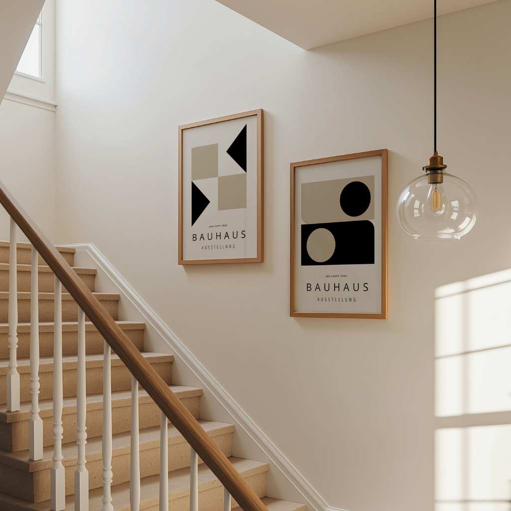 Bauhaus Beige Negro Equilibrio – Set de 2 pósteres