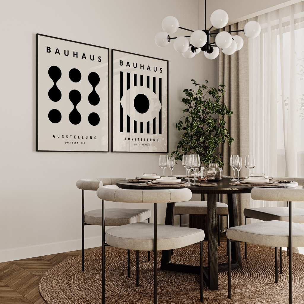 Bauhaus Negro Beige Contraste – Set de 2 pósteres