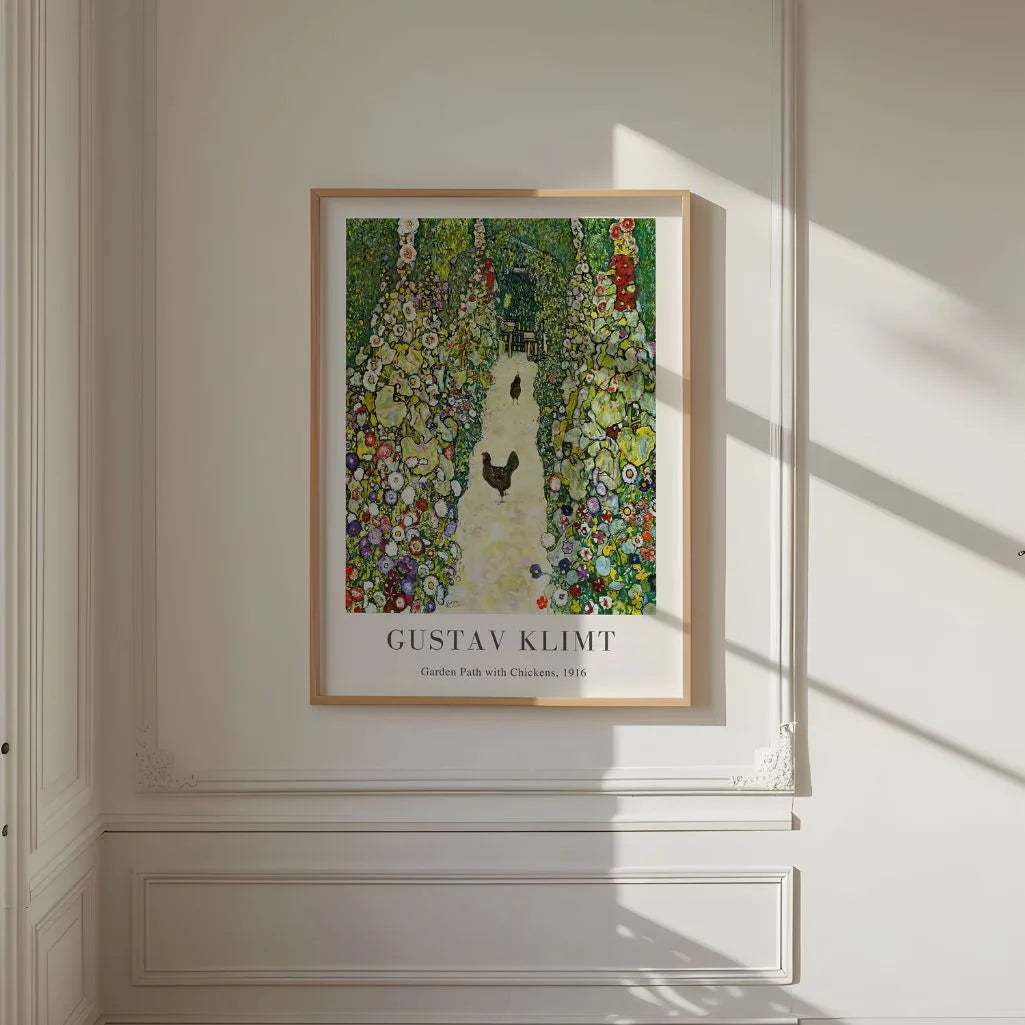 Gustav Klimt – Sendero de jardín con gallinas Póster