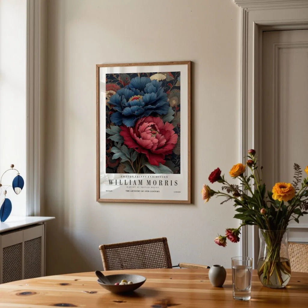 Póster – Flores Azul Marino y Rojas