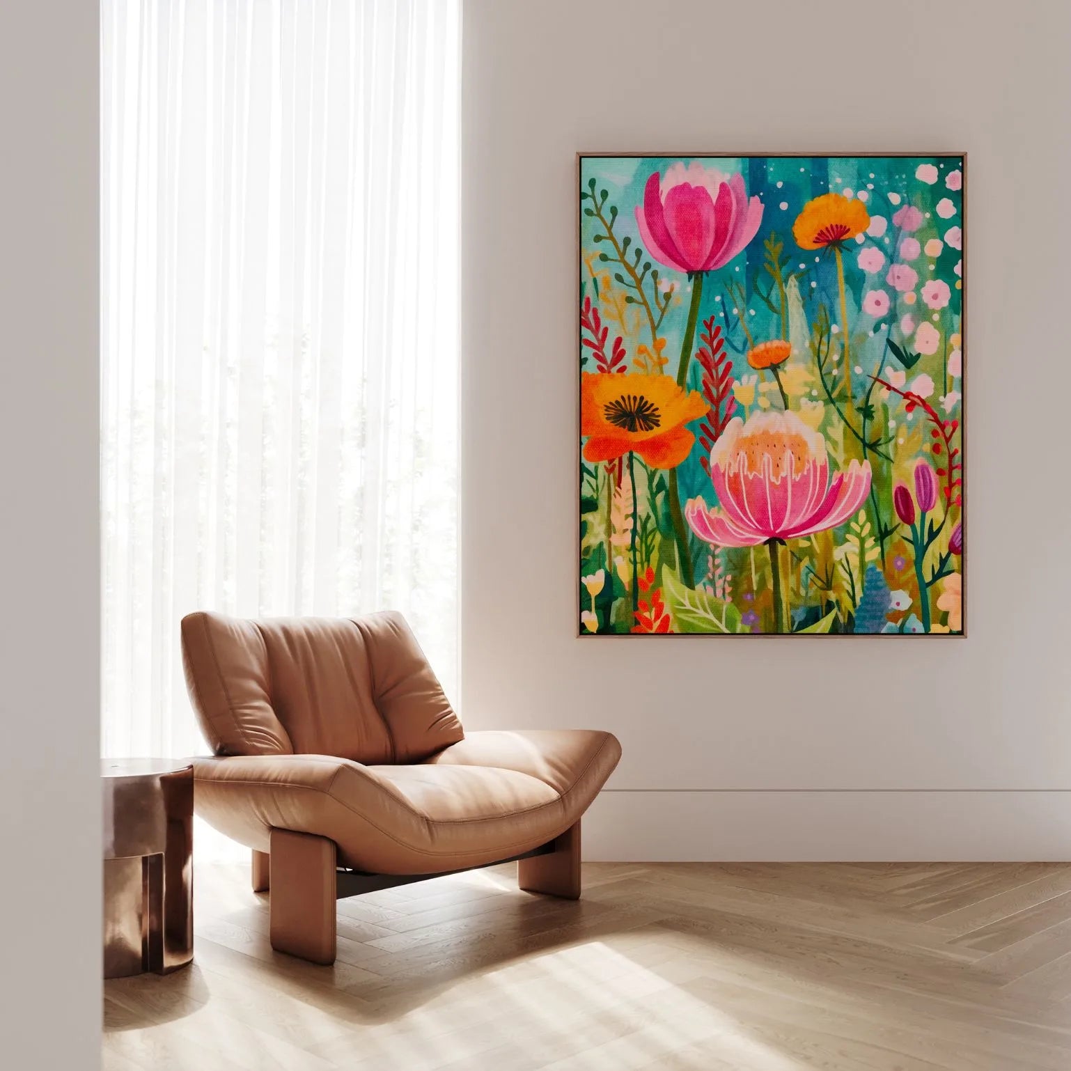 Lienzo enmarcado – Danza floral