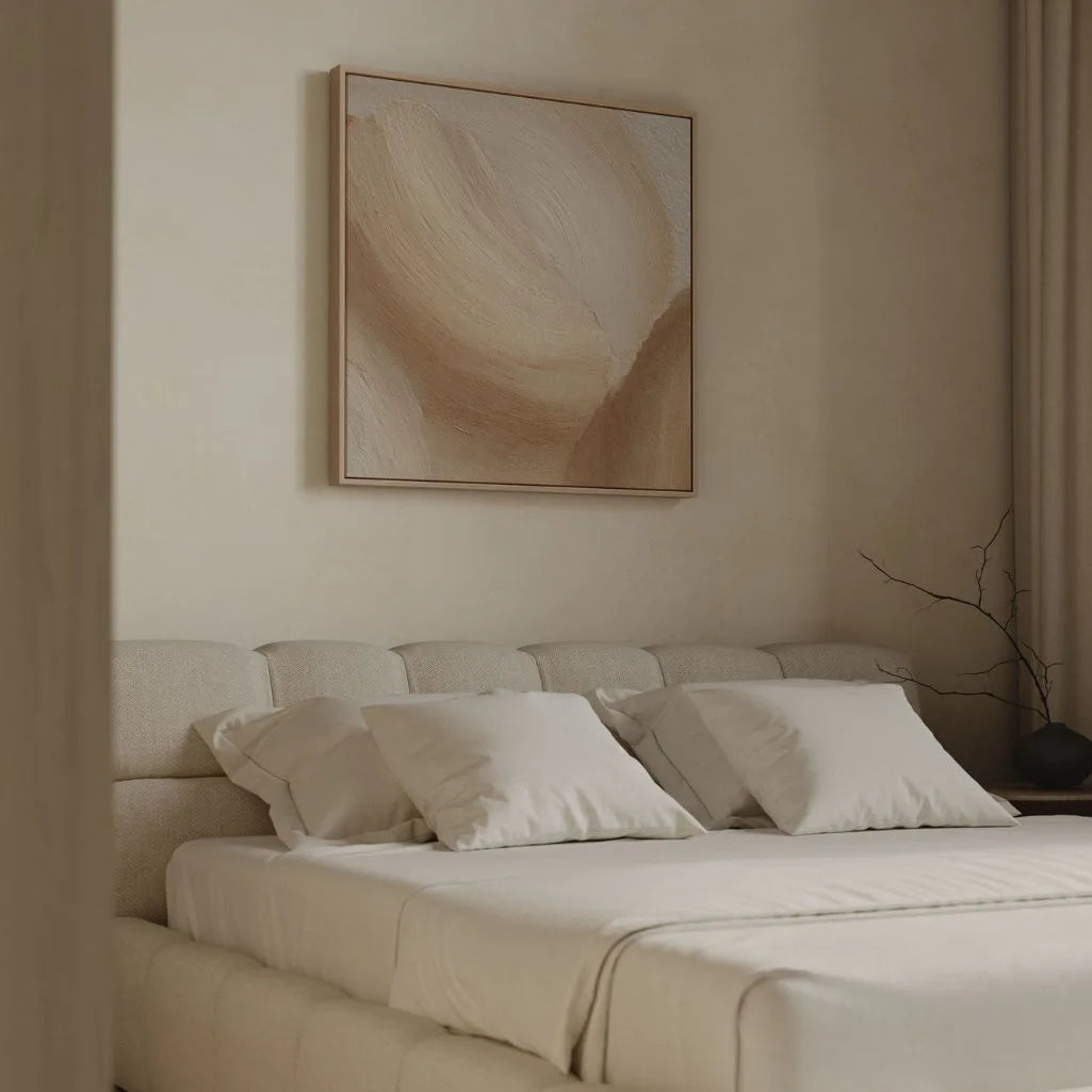 Lienzo enmarcado – Olas beige