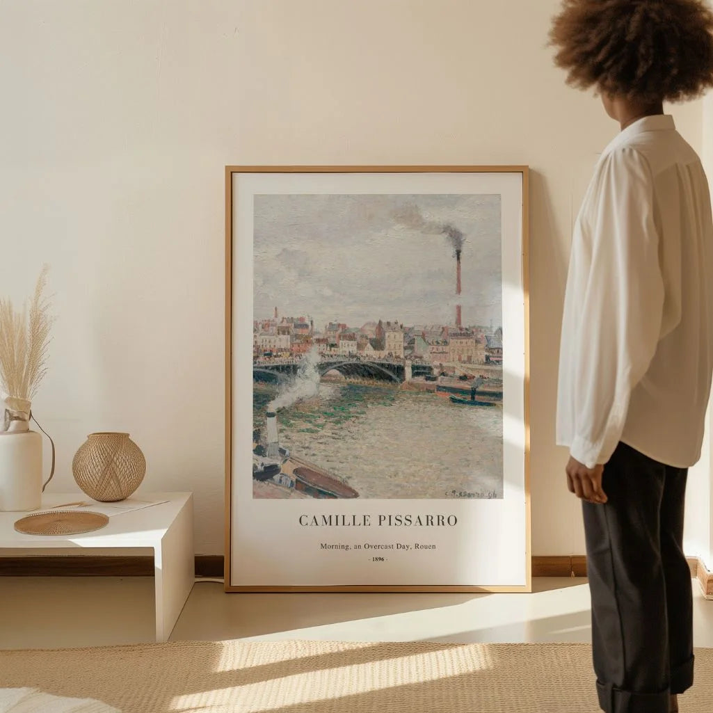 Camille Pissarro – Mañana, día nublado, Ruan Póster